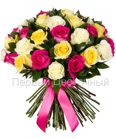 Букет из разноцветных роз "Радуга" в Ставрополе