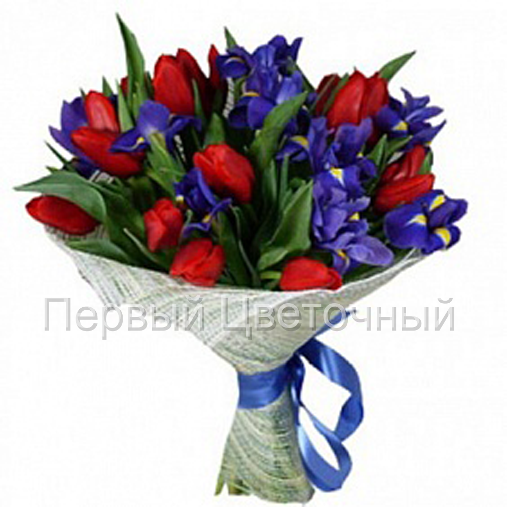 Букет из ирисов и тюльпанов "Ассоль" в Ставрополе