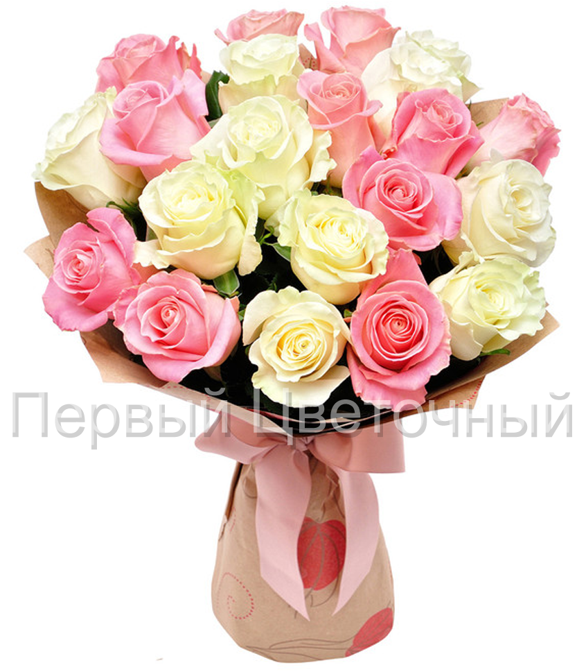 Букет из розовых и белых роз "Романтика чувств" в Ставрополе